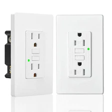 2PK 20 Amp GFCI Outlet, Weather Resistant with LED, Decorative Wall Plates, ETL