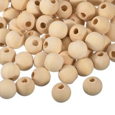 100Pcs 18mm Natural Wood Spacer Bead 8mm Hole Unfinished Round Wooden Beads