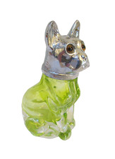 Vintage Vaseline Glass French Bulldog Shaker Glass Eyes