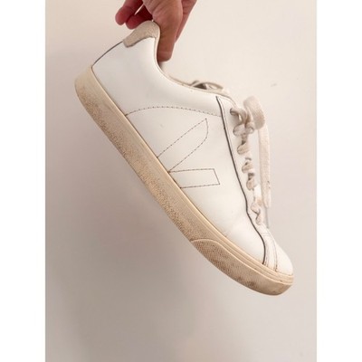 VEJA Esplar White Leather Low Top Sneakers Womens Size 9 EUR 40 Minimalist