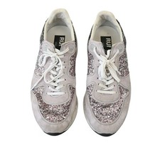 Golden Goose Running Sneakers Size 40 Womens Glitter Suede Pink Silver