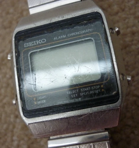 Vintage Seiko LCD Mens Watch A914-5A39 Japan Alarm Chronograph