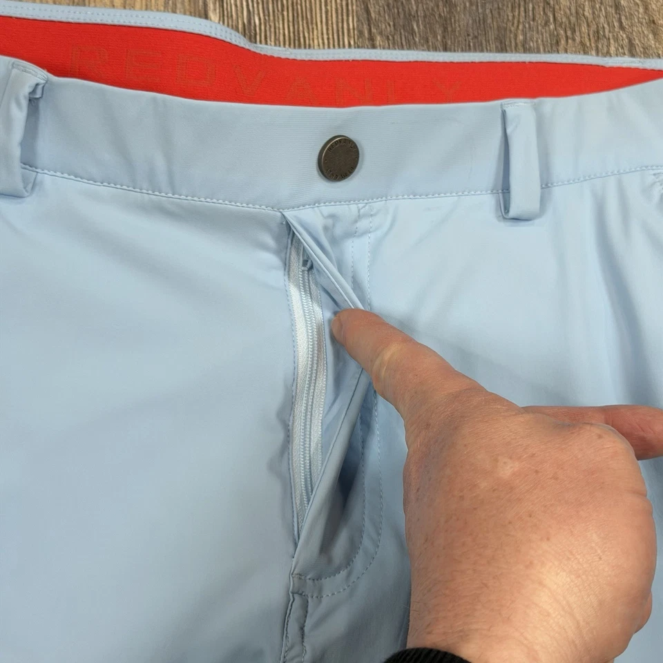 Shorts de golfe Redvanly masculino M azul claro desempenho elástico 8" costura interna Hanover - Imagem 4 de 4