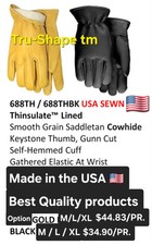 SIX PR. M, L, XL gloves Lined Thinsulate Cowhide Made In USA     QUALITY, PPC