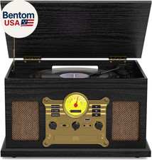 10 in 1 Vintage Bluetooth Record Player Turntable with Built-In Speakers, Vinyl