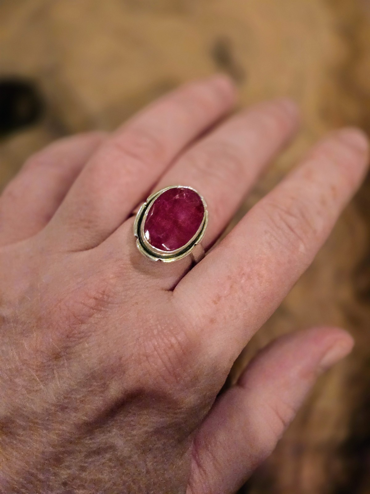 Sterling Silver Ruby Statement Ring Size 6.5 - image 5