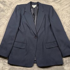 Vintage Pendleton Blazer Jacket Womens 12 Navy Blue Career Formal Notch Lapel