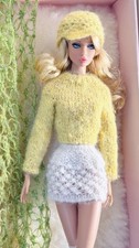 Miniature Doll Dress fit 12 Inch Fashion Royalty Poppy Parker Hat Sweater Skirt