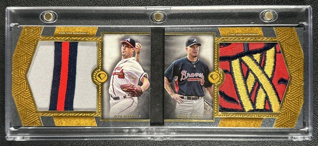 GREG MADDUX CHIPPER JONES 2024 TOPPS DIAMOND ICONS DUAL GU LOGO PATCH GOLD 1/1