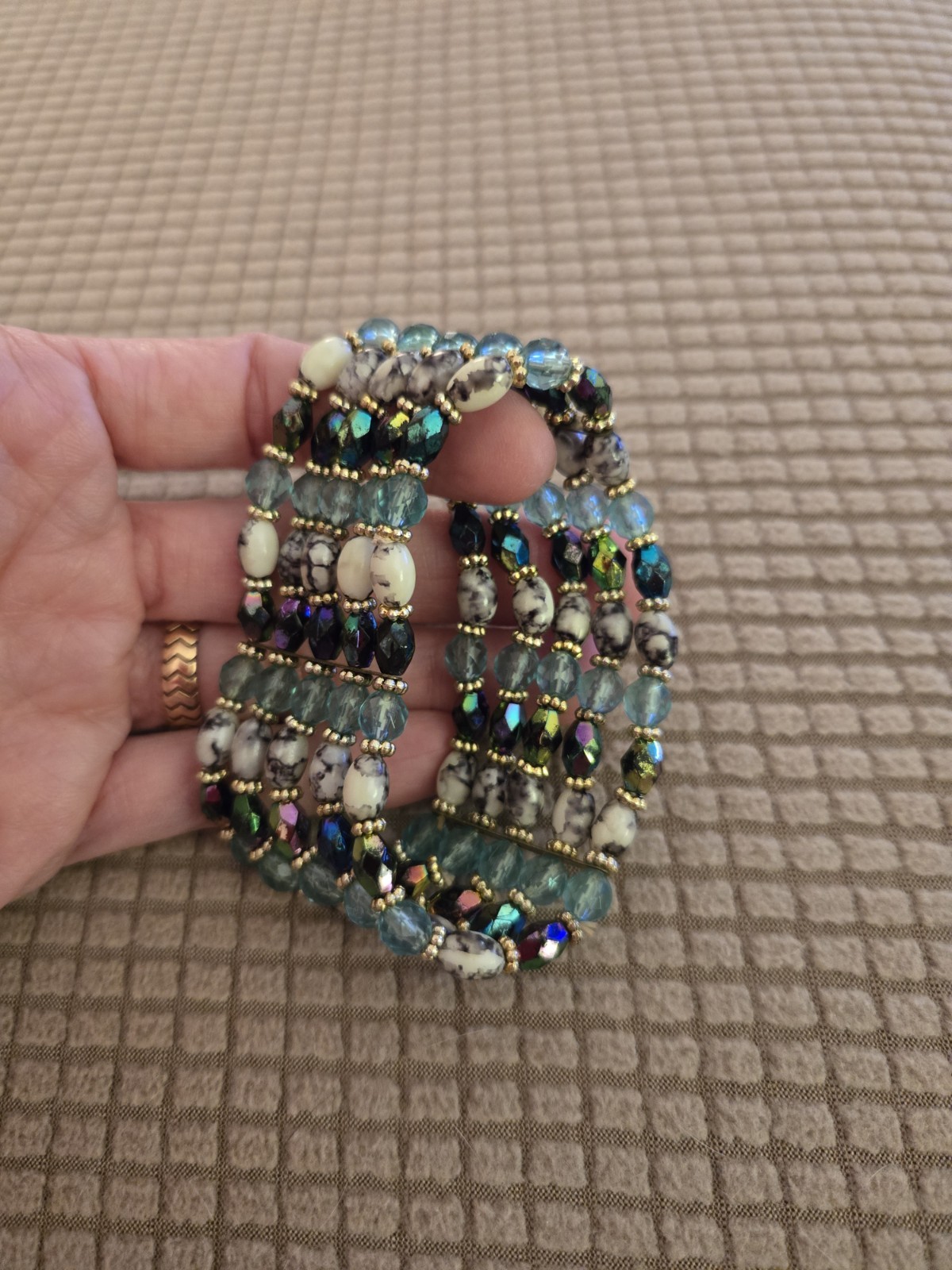 Multicolor Multi-Strand Beaded Stretch Bracelet G… - image 3