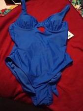 Blue One-Piece Swimsuit with Cutout Detail