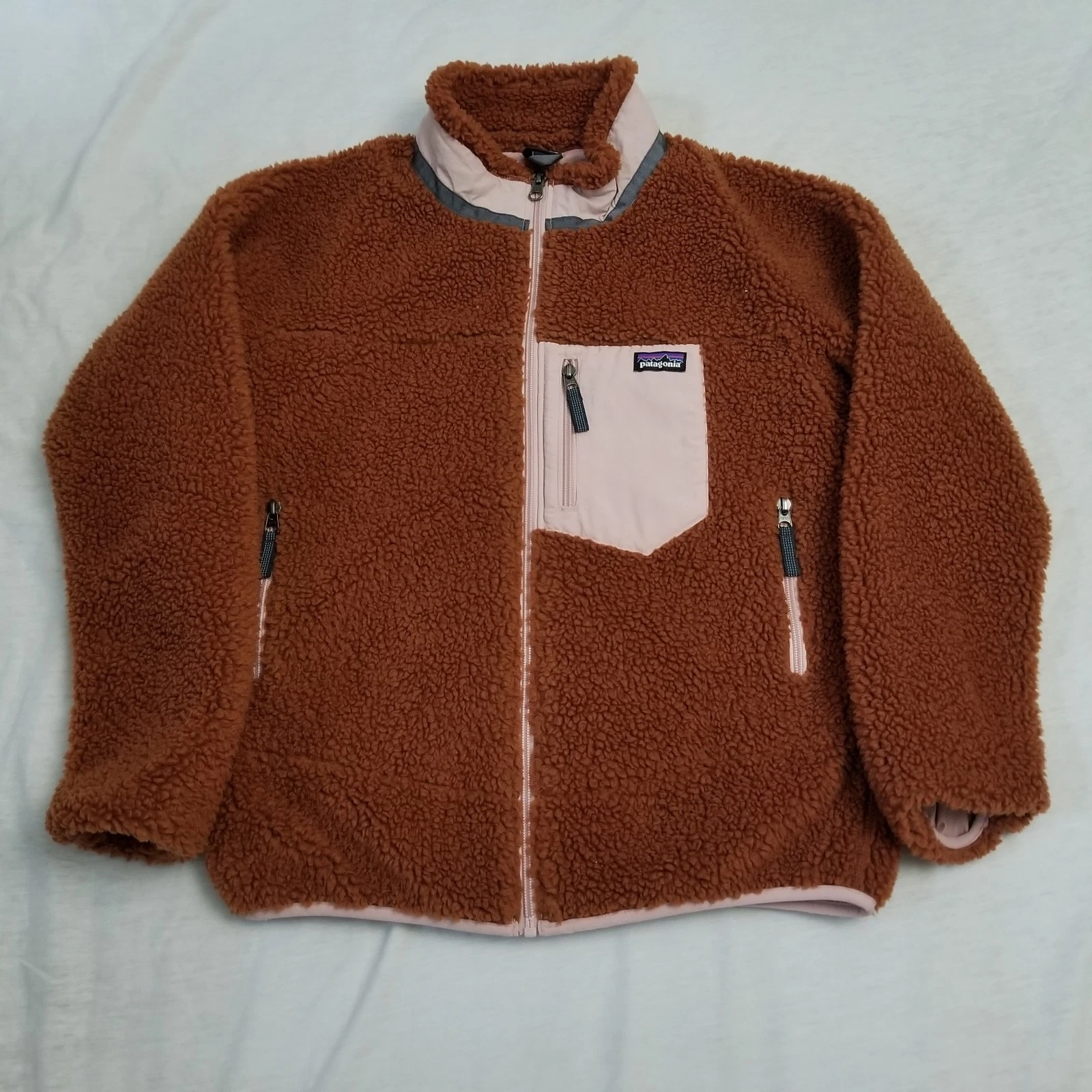 Patagonia Retro X Jacket Kids XL Brown Fleece Deep Pile Sherpa Full Zip Youth
