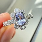 925 Sterling Silver Ring 6x4mm Natural Tanzanite Gemstone Zircon Flower Handmade — photo 3