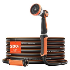 VEVOR Garden Hose 200ft 5/8" Rubber Water Hose with 10-Mode Nozzle Lightweight