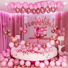 Valentines Day Balloons Kit, 84 Pack Rose Gold Pink Heart Balloons with Rose...