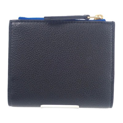 CELINE Compact Bifold Wallet Calf Black Ultra Blue Gold HW Women's