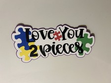 Love You 2 Pieces Handmade Paper Pieced Scrapbook Title Die Cut Puzzle Pieces