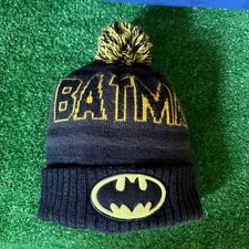 DC Comics Batman Logo Pom Pom Knit Beanie Winter Hat Black Unisex OSFM