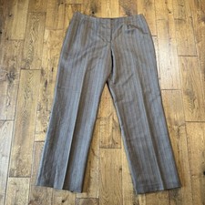 VTG Harve Benard Holtzman 100 Wool Brown Pinstripe Pants Trousers Womens Sz 16