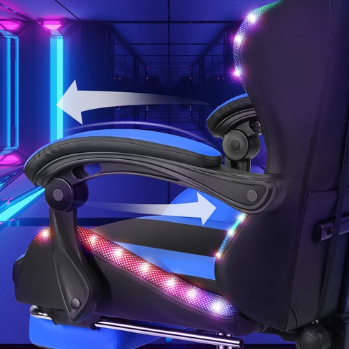 Blue Gaming Office Chair Racing RGB LED Computer Work Seat Swivel Office Sfgllbr - Picture 7 of 14