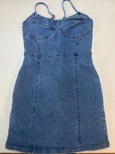 Shein Denim Spaghetti Strap Form Fitting Dress Size S