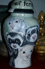 Custom Portrait MEMORIAL Pet URN FERRET Ferretsurn urns cremation jar multiple