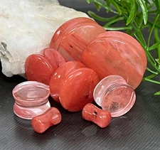 PAIR Fresh Coral Style Glass Double Flare Plugs Body Jewelry