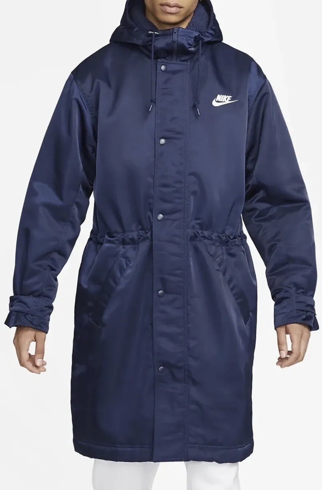 SACAI X NIKE Nike Club Uomo XL Stadium Outdoor Parka Midnight Blu Navy FB7320 410 Nuovo