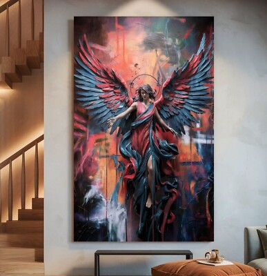 LEINWAND BILD BIS 160x95x5 BUNTER FARBIGER ENGEL GEMÄLDE MODERN ABSTRAKTE KUNST