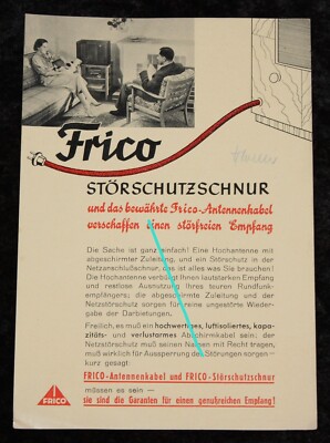 Frico Werbeblatt ,Störschutzschnur , RM Preisangaben