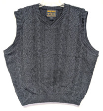 Vintage Woolrich Mens Cable Knit Sweater Vest Large Blue Made in USA