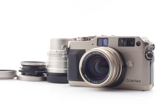 2 Lens [  MINT w/ Hood  ] Contax G1 35mm Film Camera + 45mm 90mm Lens From JAPAN