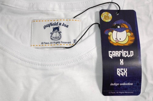 GarfieldxBSX Indigo Collection Garfield & Odie Never Give Up White T Shirt w/Tag - Picture 4 of 5