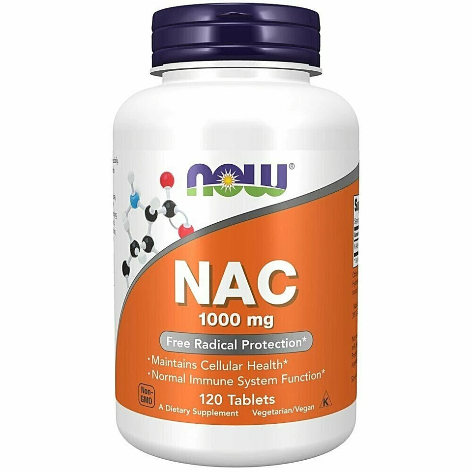 NOW Foods NAC N-acetyl l-Cystein 1000mg - 120 Vegane Tabletten - Bild 1 von 3