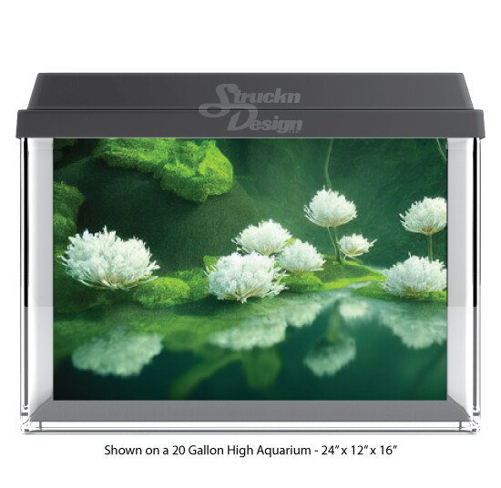 Flowing Lily Pads White Polyester Aquarium Background for Fish Tank Glass