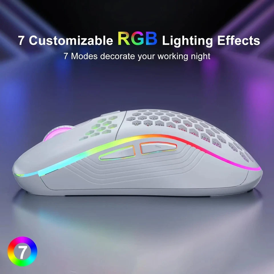 Kabellose Gaming Maus 24G RGB Beleuchtung Lade Maus Einstellbare DPI Computer - Bild 3 von 4