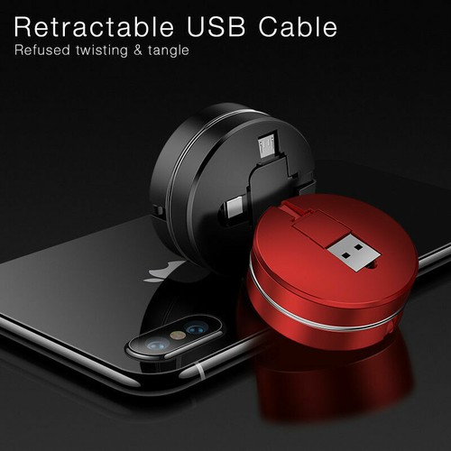 Retractable 3in1 Multi USB Charger Cable Micro Type-C For iPhone Cable Android D - Picture 2 of 18