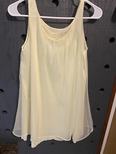 Vtg Lorraine Yellow Chiffon Babydoll Nightgown Small Nylon Lingerie