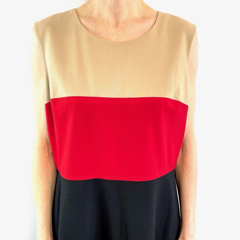 Marc New York Talla 18 (20 UK) Negro, Rojo, Color Taupe Bloque Cambio Etiqueta Diseñador Foto 2 de 4