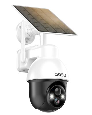 Solar Security Camera Wireless Outdoor with Panoramic PTZ, Human