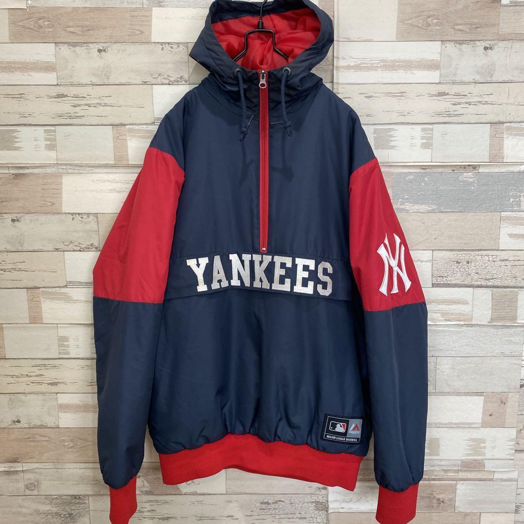 MLB Yankees MAJESTIC Majestic Nylon Jacket Hoodie Men s M Half Zip Major Leagu