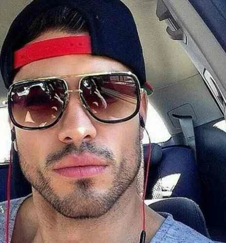 PILOT "ONE" Hombres Insta Famosas Gafas de sol Parte superior plana GAFAS SOMBREADO Se adapta a todos a juego Foto 3 de 4