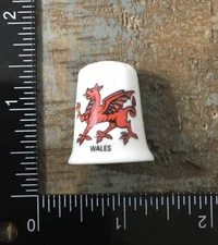 Vintage WALES Flag United Kingdom Travel Souvenir Sewing Thimble