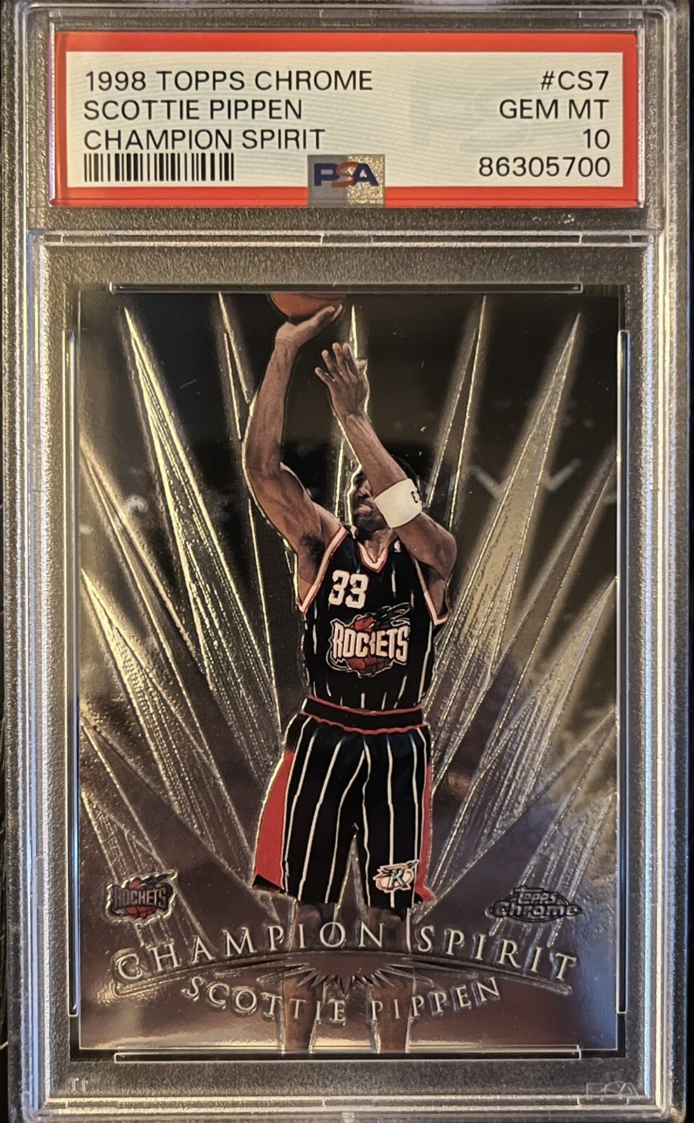 1998 TOPPS CHROME CHAMPION SPIRIT #CS7 SCOTTIE PIPPEN HOF PSA 10 GEM MINT