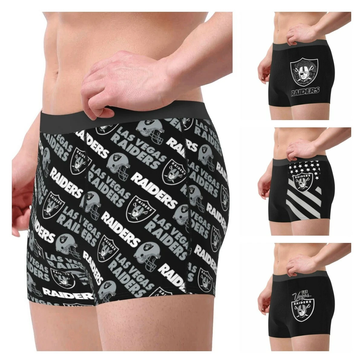 Las Vegas Raiders Men's Boxer Briefs Breathable Stretch Black Polyester  Briefs