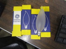 4 NOS GE 40CAC/F/L 40 Watt Bent Tip Frosted Candelabra Base Light Bulb