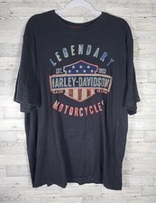 Vintage Harley Davidson “Legendary” Shirt USA FLAG Tee Black XL Made In USA