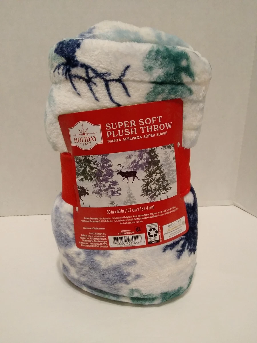 Holiday Time Super Soft Plush Throw Wilderness 50X60 White