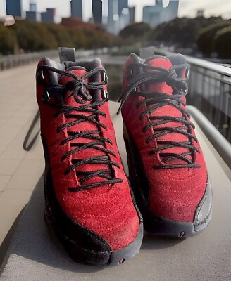 AIR JORDAN 12 XII RETRO “REVERSE FLU GAME” BRED RED/BLACK BIG KIDS SIZE 5Y 