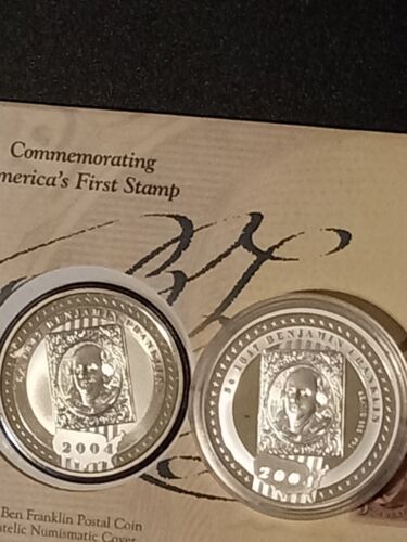 Ben Franklin Silver Proof Coin + Franklin BU Coin and Postal Commemorative Cover - Picture 1 of 12